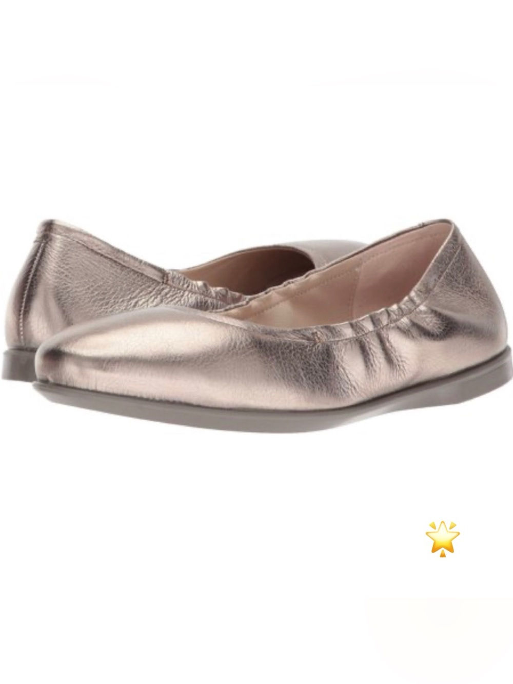 SIZE 10-10.5 ECCO INCISE ENCHANT BALLET BALLERINA FLAT GOLD WARM GREY